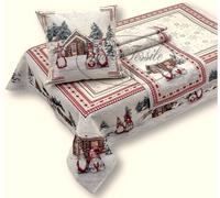 Tovaglia Copritavolo o Runner o Cuscino Arredo Lurex Buon Natale Gobelin Jaquard
