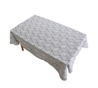 Tovaglia Cotone Puro Tovaglie in da Tavolo Moderne Geometria Rettangolare con Tovaglioli su Misura Bianco Decorazione per Protezione del Cucina 140X250Cm