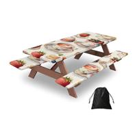 Tovaglia da picnic con copertura per panche, 182,9 cm, per torte, latte, caffè, tè, frutta, impermeabile, antivento, con bordi elastici, per campeggio e patio