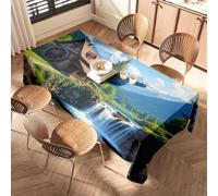 Tovaglia da picnic Idilliaca Cottage By The Waterfall Elastico Bordo Tovaglia Runner Rosa Tovaglia Beige
