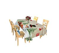 Tovaglia da Tavola Merry Christmas Snowman Xmas Tree Snowflake Stoffa Rettangolare da Tavolino caffè Decorazione Copritavolo Pranzo, per Feste, Picnic, Natale, 137x183cm