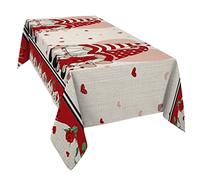 Tovaglia da Tavola Red Heart Shape Gnomes Flower Valentine's Day Lavabile Tovaglia Morbido Impermeabile Tablecloth, per Tavolo da Pranzo, Natale, Compleanno, 137x183cm