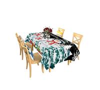Tovaglia Da Tavola Snowman Xmas Tree Gift Snowflake Merry Christmas Black Stoffa Rettangolare Da Tavolino Caffè Interno Impermeabile Tablecloth, Per Banchetti, Fidanzamento, Feste, 137x183cm
