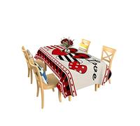 Tovaglia Da Tavola Valentine'S Day Love Heart Red Black Plaid Stripe Tovaglia Antimacchia Morbido Copritavolo, Per Banchetti, Tavolo Da Pranzo, Giardino, 137x183cm
