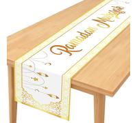 Tovaglia da Tavolo Ramadan Eid Mubarak,180 x 35 cm,Ramadan Mubarak Runner da Tavola,Runner Decorativo da Tavolo,per Feste Islamiche Musulmane Iftar (Dorato)