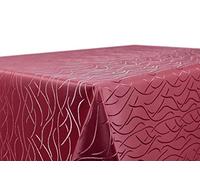 Tovaglia damascata con linee ondulate, non-stiro, rettangolare, ovale, rotonda, dimensioni e colore a scelta, Poliestere, bordeaux, Rettangolare 130 x 260 cm