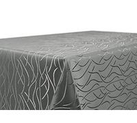 Tovaglia damascata con linee ondulate, non-stiro, rettangolare, ovale, rotonda, dimensioni e colore a scelta, Poliestere, grigio scuro, Rettangolare 110 x 140 cm