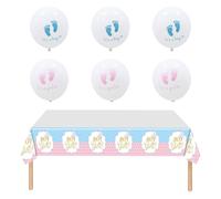 Tovaglia Decorativa Da 1 Pezzo E Palloncini Decorativi Da 6 Pezzi, Decorazioni Per Feste Che Rivelano Il Genere, Decorazioni Per Scene Di Feste, Palloncini Decorativi Per Feste