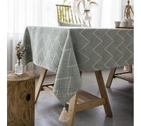 Tovaglia Decorativa Geometrica Rettangolare In Cotone E Lino,Spessa,Protezione For Tavolo Da Pranzo,Lavabile,Riutilizzabile,For Feste,Sala Da Pranzo,Porta TV,Picnic(Green,39.4x63in)