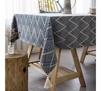 Tovaglia Decorativa Geometrica Rettangolare In Cotone E Lino,Spessa,Protezione For Tavolo Da Pranzo,Lavabile,Riutilizzabile,For Feste,Sala Da Pranzo,Porta TV,Picnic(Blue,53.1x118.1in)