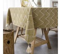 Tovaglia Decorativa Geometrica Rettangolare In Cotone E Lino,Spessa,Protezione For Tavolo Da Pranzo,Lavabile,Riutilizzabile,For Feste,Sala Da Pranzo,Porta TV,Picnic(Yellow,53.1x118.1in)