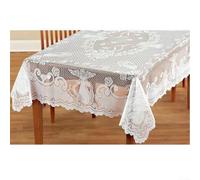 Tovaglia decorativa in pizzo per banchetti e matrimoni, design con angelo, costruzione senza cuciture per ogni occasione (rettangolo: 152 x 213 cm)