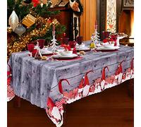 Tovaglia di Natale Rettangolare 180 x 150 cm - Grigia, Lavabile, Grande Runner da Tavola per Cena e Decorazioni Natalizie