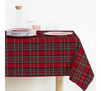 Tovaglia di Natale Rettangolare Tessuto Tinto Filo Lurex Tartan Prodotta In Italia, Tovaglia Natalizia Made In Italy, Fantasia Scozzese Disponibile in più Colori e Misure (Rosso, Runner 45x135 cm)