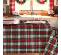 Tovaglia di Natale,Rettangolare Tessuto Tinto Filo Originale Lurex Tartan Prodotta In Italia,Tovaglia Natalizia Made In Italy,Fantasia Scozzese Disponibile in più Colori e Misure (Bianco, 140x140)