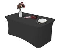 Tovaglia elastica per tavoli rettangolari, 1,2 m, nera, personalizzabile, in elastan, rettangolare, pieghevole, per matrimoni, feste, decorazioni per la casa (122 x 76 x 76 cm)