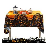 Tovaglia Feste Halloween, decorazione per feste di Halloween, Decorazione per Halloween, Impermeabile Tovaglia Rettangolare, Colore nero e Arancione Tovaglia Rettangolare(122 * 244CM)