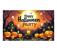 Tovaglia, fondale del castello di notte scura, tessuto in poliestere 100D, con corda e anello in acciaio con occhiello