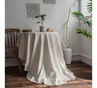 QQLADY Tovaglia francese con volant semplice Copritavolo in lino di cotone Tavolo da tè rotondo Decorazione letteraria retrò per feste