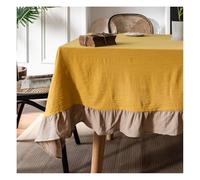 Tovaglia francese, tovaglia in cotone e lino lavabile in lavatrice con volant, tovaglia lavabile for la decorazione della tavola, tovaglia da cucina nordica for feste, caffè e picnic(Yellow,140x160cm)