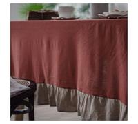 Tovaglia francese, tovaglia in cotone e lino lavabile in lavatrice con volant, tovaglia lavabile for la decorazione della tavola, tovaglia da cucina nordica for feste, caffè e picnic(Red,140x180cm)