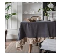 Tovaglia francese, tovaglia in cotone e lino lavabile in lavatrice con volant, tovaglia lavabile for la decorazione della tavola, tovaglia da cucina nordica for feste, caffè e picnic(Gray,140x240cm)