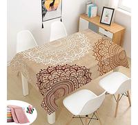 Tovaglia Idrorepellente Antimacchia, Morbuy Rettangolare Boemia 3D Moderne Quadrata Impermeabile Lavabile Copritavolo Tovaglia per Cucina Soggiorno Giardino Decorazione (Gialla Mandala,90x90cm)