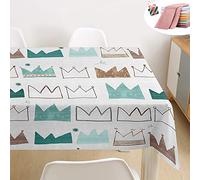 Tovaglia Idrorepellente Antimacchia, Morbuy Rettangolare Geometria 3D Moderne Impermeabile Lavabile Copritavolo Tovaglia per Cucina Soggiorno Giardino Decorazione (Bianca Corona,140x200cm)