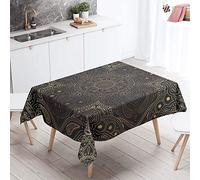 Tovaglia Idrorepellente Antimacchia, Morbuy Rettangolare Quadrata 3D Mandala Impermeabile Lavabile Copritavolo Tovaglia per Cucina Soggiorno Giardino Feste Decorazione (Cioccolato Mandala,140x180cm)