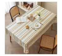 Tovaglia impermeabile in stile etnico, 120 x 160 cm, in cotone e lino, resistente all'olio, tessuto non lavabile, perfetta per feste, picnic, cene e alloggi in famiglia con nappe.