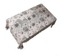 Tovaglia in cotone e lino con stampa peonia con eleganti nappe, migliora l'estetica della tua esperienza culinaria (60 x 150)