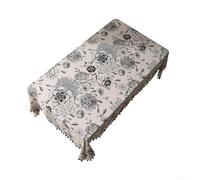 Tovaglia in cotone e lino con stampa peonia con eleganti nappe, migliora l'estetica della tua esperienza culinaria (150 x 100)