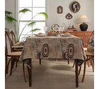 Tovaglia In Cotone E Lino, Tovaglia Rettangolare In Jacquard, Motivo Ad Anello Di Crescita Del Caffè, Tovaglia Spessa, Copritavolo Vintage, Tovaglia Da Fattoria For La Decorazione(140*200cm)