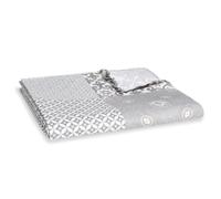 Tovaglia in cotone spalmato grigio con stampa a quadri 150 x 250 cm