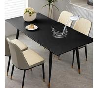 Tovaglia in pelle impermeabile con retro in flanella, elastica, rettangolare, facile da pulire, per sala da pranzo, cucina, picnic (nero, 60 x 120 cm)