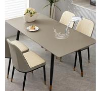 Tovaglia in pelle impermeabile con retro in flanella, elastica, rettangolare, facile da pulire, per sala da pranzo, cucina, picnic (cachi, 80 x 160 cm)