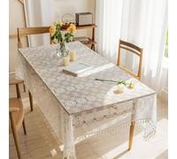 Tovaglia In Pizzo All'uncinetto, Tovaglia Rettangolare In Pizzo Cavo, Copritavolo Con Fiori Circolari Bianchi Con Nappe In Pizzo For Tavolo Da Pranzo, Tè, Caffè, Cucina, Scrivania(150*180cm)