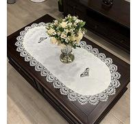 Tovaglia in pizzo bianco per sala da pranzo, copertura in pizzo all'uncinetto, per cucina, matrimoni, baby shower, feste, decorazioni, ca. K/70 x 130 cm, ovale