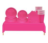 Tovaglia in plastica 69P rosa shocking per feste, piatti di carta, tovaglioli e bicchieri per Barbie, decorazione per feste di compleanno per bambini e adulti, per feste di Natale