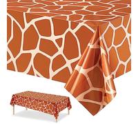 Tovaglia in plastica con stampa graffe, 137,2 x 274,3 cm, tovaglia rettangolare impermeabile per bambini, compleanno, baby shower, zoo, giungla, safari, decorazioni per feste a tema