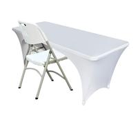 Tovaglia in spandex per tavoli rettangolari da 1,8 m con retro aperto, massaggio elastico, lavabile, resistente alle pieghe, per matrimoni, banchetti, stand di venditori e feste, 183 x 76 x 76 cm,