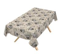 Tovaglia lavabile, effetto loto, facile da pulire, in cotone e poliestere, antimacchia, per esterni, con foglie in palladio, 100 x 140 cm, con nastro a pistagna