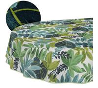 Tovaglia lavabile, effetto loto, facile da pulire, in cotone e poliestere, antimacchia, per esterni, ovale, 180 x 140 cm, con nastro a pistagna