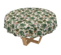 Tovaglia lavabile, effetto loto, facile da pulire, in cotone e poliestere, antimacchia, per esterni, rotonda, 140 cm