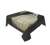 Tovaglia lavabile per tavolo da pranzo con fantasma di Halloween che guarda fuori, decorazione per cucina, 152,4 x 152,4 cm
