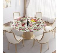 Tovaglia lavabile, rotonda, 110 cm, elastica, per esterni, con elastico, stampa 3D, ideale per 90-110 cm (uva)