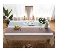 Tovaglia Lavabile Tavolo Rettangolare in Cotone e Lino Pesante Resistente Alla Polvere Con Nappe Tovaglia Per Cucina Sala da Pranzo e Case in Campagna Decorazione da Tavolo blu caffè D 110x170cm