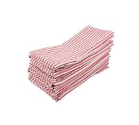 Tovaglia Lino Tovaglioli in lino e cotone a righe semplici, set da 12 tovagliette strofinacci (40 x 30 cm) for eventi uso domestico(Red)