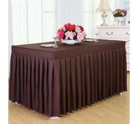 Tovaglia marrone scuro per matrimoni ed eventi, rettangolare, con gonna, stile increspato, 304,8 x 101,6 x 190,5 cm (lunghezza x larghezza x altezza), decorazione per feste, hotel, banchetti