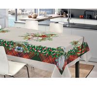 Tovaglia Natale Digitale Centrotavola Runner Natalizio 100% Cotone Babbo Tartan